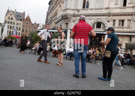 Des musiciens de rue à Anvers, Belgique Banque D'Images