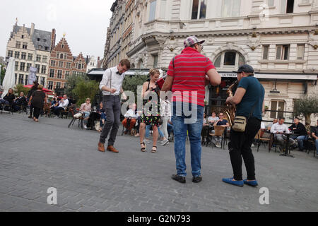 Des musiciens de rue à Anvers, Belgique Banque D'Images