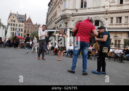 Des musiciens de rue à Anvers, Belgique Banque D'Images