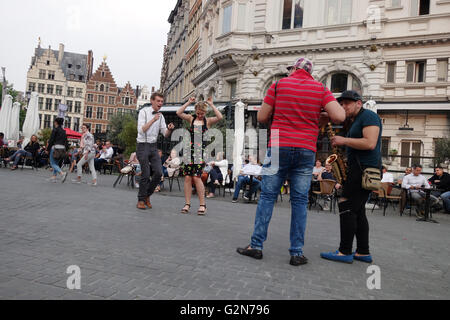 Des musiciens de rue à Anvers, Belgique Banque D'Images