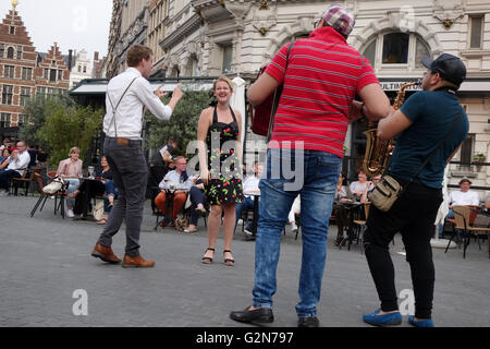 Des musiciens de rue à Anvers, Belgique Banque D'Images