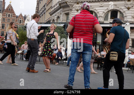 Des musiciens de rue à Anvers, Belgique Banque D'Images