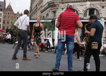 Des musiciens de rue à Anvers, Belgique Banque D'Images