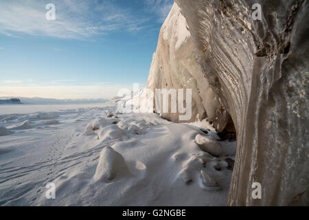 Impressionnant front de glacier de Scott Turnerbreen, Spitsbergen, Svalbard, Norvège Banque D'Images