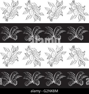 Motif fleurs contour transparent, Illustration de Vecteur