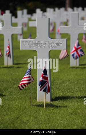 2016 American Memorial Service au cimetière militaire de Brookwood UK - 'un soldat américain connu mais à Dieu' pierre tombale Banque D'Images