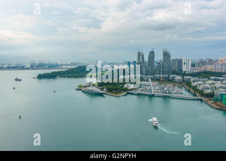 Vue aérienne de Singapour Marina Bay Sands et réflexions de l'habitation à Singapour. Banque D'Images