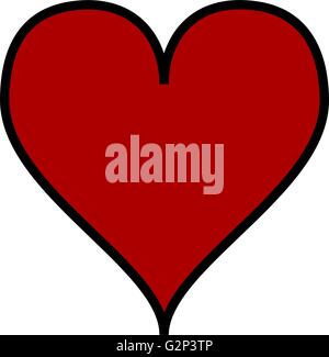 Simple cœur rouge, sur un fond blanc. Illustration de Vecteur