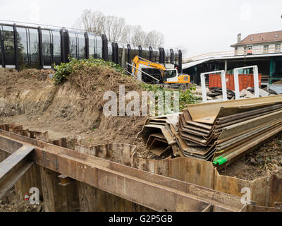 Site de construction du nouveau siège du CIO (Comité International Olympique) à Lausanne, Suisse. Banque D'Images