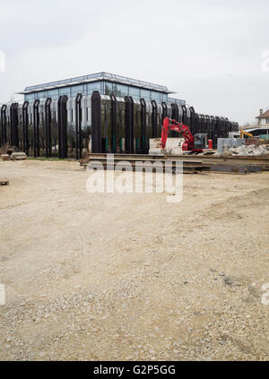 Site de construction du nouveau siège du CIO (Comité International Olympique) à Lausanne, Suisse. Banque D'Images