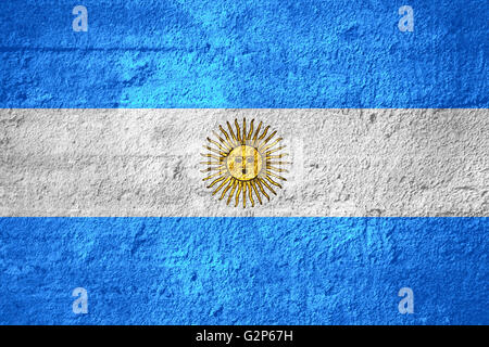 Drapeau de l'Argentine ou la bannière sur la texture rugueuse Argentine Banque D'Images