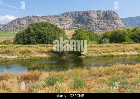 Voir à partir de la promenade le long de l'ancien canal d'irrigation près de Road 22, Osoyoos, BC, Canada Banque D'Images