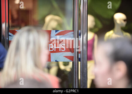 Oxford Street, Londres, Royaume-Uni. 2 juin 2016. BHS flagship sur Oxford Street. Magasins BHS vont commencer à fermer dans les prochaines semaines Banque D'Images