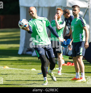 République d'Irlande est Darren Randolph pendant un camp d'entraînement à la Fota Island Resort, le liège. Banque D'Images