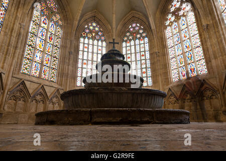 Dans la colonne de la Sainte Trinité, l'abbaye de Heiligenkreuz Heiligenkreuz, Industrieviertel, Basse Autriche, Autriche Banque D'Images