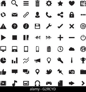 Télévision 64 icônes vectorielles pour le web social et d'affaires Illustration de Vecteur