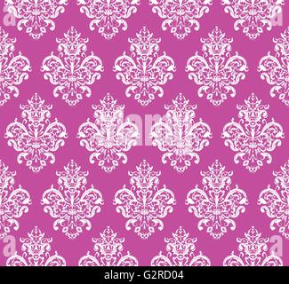 Répéter sans couture rose modèle vectoriel. Design élégant de style baroque de la texture d'arrière-plan Illustration de Vecteur