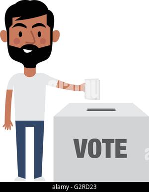 Illustration du personnage masculin de mettre Vote En Urne Illustration de Vecteur