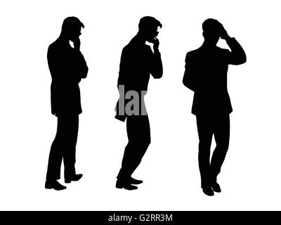 Homme d'affaires pense va silhouette noire figure Illustration de Vecteur