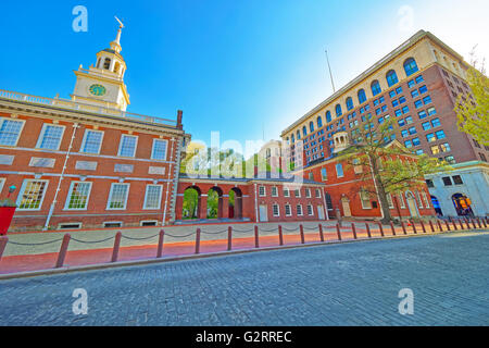 L'Independence Hall et salle des congrès de Philadelphie, Pennsylvanie, USA. C'est l'endroit où la Constitution américaine et la Déclaration d'indépendance ont été adoptées. Banque D'Images