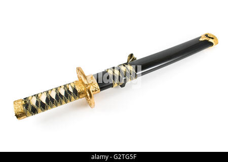 Samouraï japonais katana sword isolated on white Banque D'Images