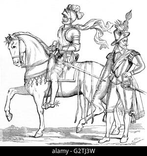 Soldats français durant le règne de Louis XIII, monarque de la Maison de Bourbon qui régna comme roi de France de 1610 à 1643 Banque D'Images