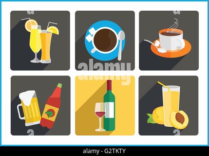 Boissons alcoolisées télévision vector icons set Illustration de Vecteur