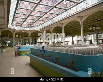 Des robinets d'eau dans la Halle des sources à Vichy thermal Spa, Vichy, Auvergne, France Banque D'Images