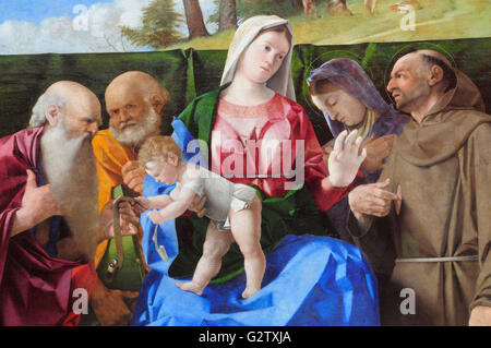 L'Écosse, Édimbourg, National Gallery of Scotland, "La Vierge et l'enfant avec les Saints Jérôme, Pierre, Francis & une fille non identifiée Saint' 1505 de Lorenzo Lotto. Banque D'Images