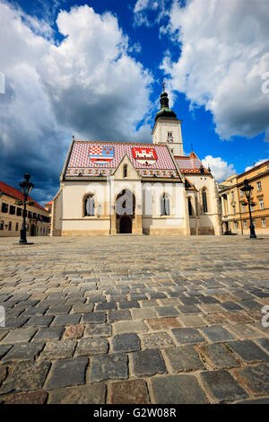 La vieille ville de Zagreb, l'église de Saint Marc dans la haute ville Banque D'Images