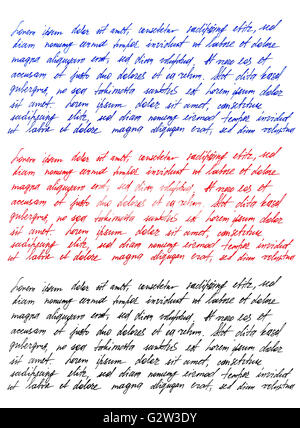 Lettre manuscrite. Texte latin Lorem ipsum. L'écriture. La calligraphie. Manuscrit. Script. Police. Abstract background texture Banque D'Images