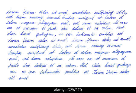 Lettre manuscrite calligraphique. Texte latin Lorem ipsum. L'écriture. Manuscrit. Script. Police. Abstract background texture Banque D'Images