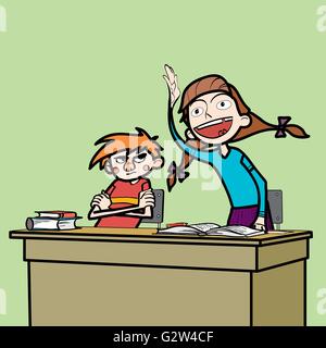 Et l'écolier lycéenne en classe Illustration de Vecteur