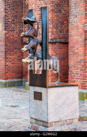 Monument de musiciens de Brême à Riga, Lettonie Banque D'Images