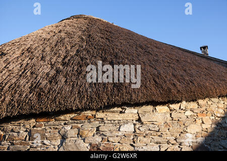 O Cebreiro, Espagne : Détail d'une palloza traditionnels typiques de la Serra dos Ancares Région de Galice. Banque D'Images