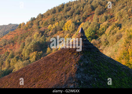 O Cebreiro, Espagne : palloza traditionnels typiques de la Serra dos Ancares Région de Galice. Banque D'Images
