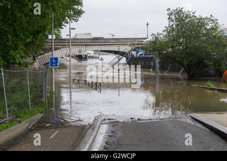 Les crues de la rivière Seine de juin 2016 à Paris, France Banque D'Images