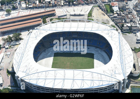 Joao Havelange Stade Olympique, avril 2016 : Une vue aérienne du stade olympique à Rio de Janeiro, Brésil. © Hitoshi Mochizuki/AFLO/Alamy Live News Banque D'Images