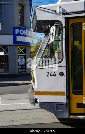 Détail tiré de l'avant d'un tram de Melbourne en Australie Banque D'Images