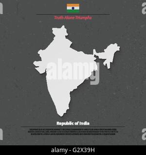 République de l'Inde site isolé et icônes de drapeau officiel carte politique indienne. vecteur 3d illustration. L'Asie du sud pays géograph Illustration de Vecteur