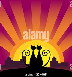 Chats ensemble Illustration de Vecteur