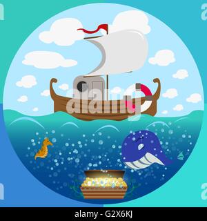 Thème de la mer jeu de cercle Illustration de Vecteur