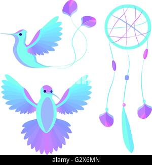 Les éléments de décoration des ailes d'oiseaux Illustration de Vecteur