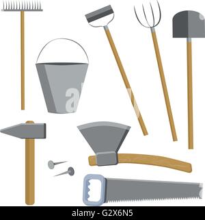 Jeu d’outils de ferme Illustration de Vecteur