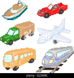 Transports pixelart Illustration de Vecteur