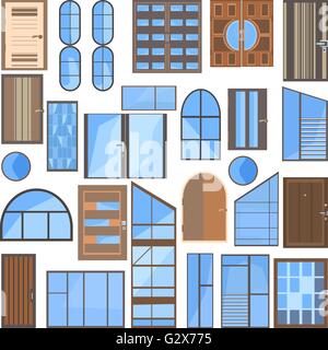 Set portes, fenêtres isolées, verre Illustration de Vecteur