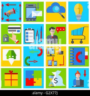 Définir les éléments d'affaires, gadgets, gramophone, argent Illustration de Vecteur