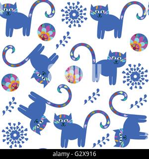 Cute cats motif transparent et sans motif dans le menu image vectorielle, swatch Illustration de Vecteur