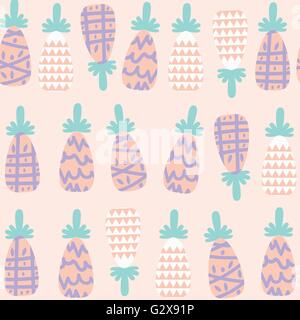 Ananas doux mignon motif transparent et homogène en modèle swatch, menu vector illustration Illustration de Vecteur