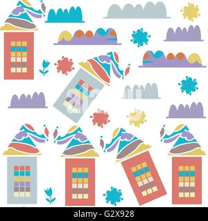 Creative mignon motif transparente transparente et maisons en modèle menu swatch, vector photo Illustration de Vecteur